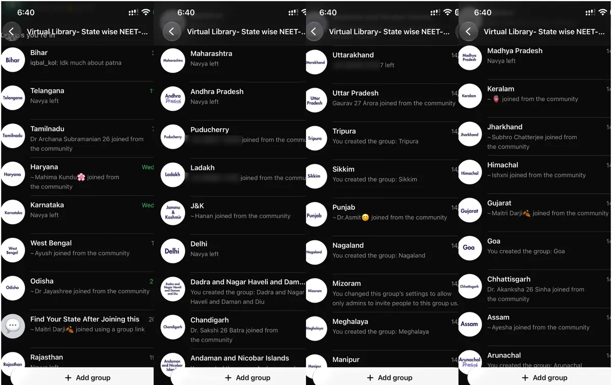 Virtual Library state-wise WhatsApp groups for states and union territories across India